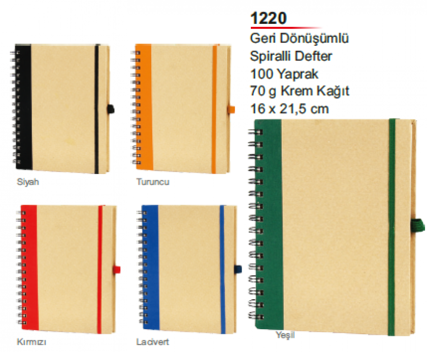 Unijoy 1220 Geri Dönüşümlü Spiralli Defter