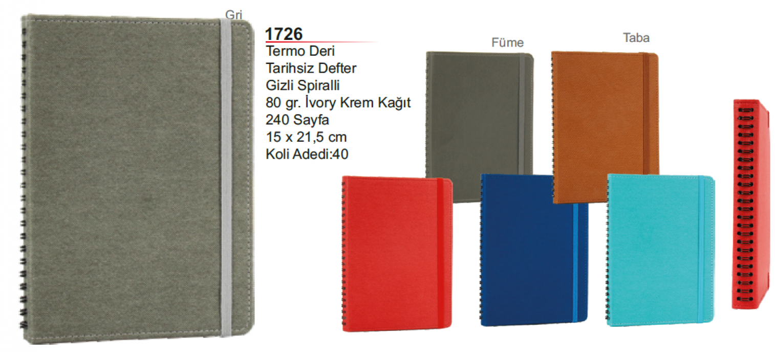 Unijoy 1726 Termo Deri Tarihsiz Defter