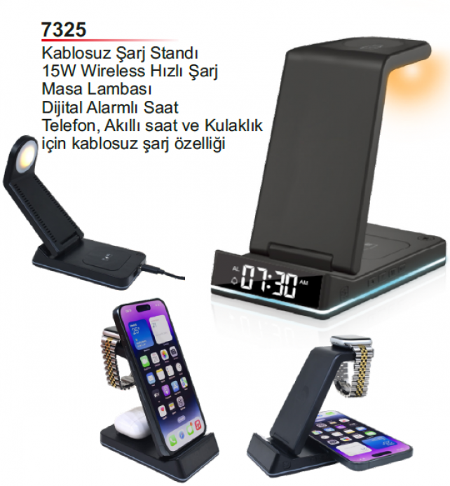 Unijoy 7325 Çok Fonksiyonlu Kablosuz Şarj Standı