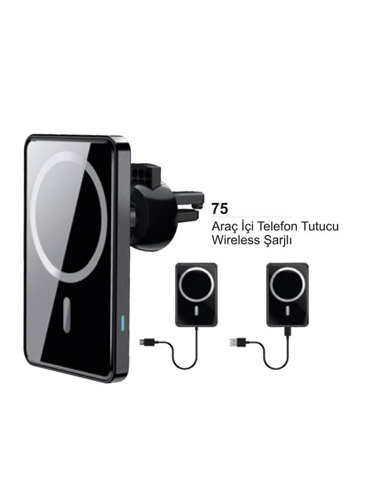 Unijoy 75 Araç İçi Telefon Tutucu ve Wireless Şarj Cihazı